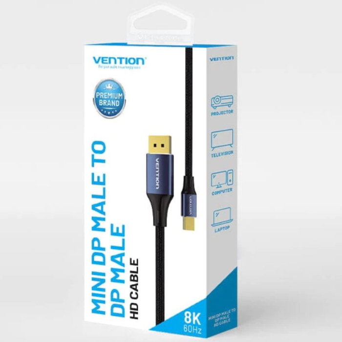 Vention Cable Conversor Mini DisplayPort 1.4 a DisplayPort 1.4 8K 1.5m Negro y Azul